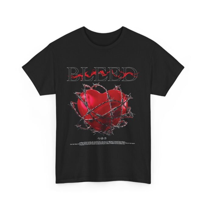 Bleed T-Shirt – Heart with Thorns Graphic for Bold Expression