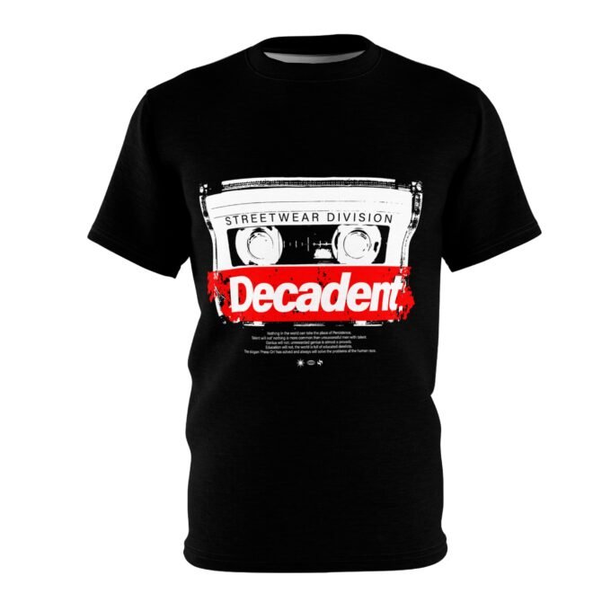 Decadent Streetwear T-Shirt – Retro Cassette Design with Motivational Quote