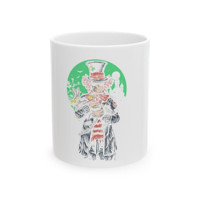 Whimsical Ceramic Mug with Rabbit and Top Hat Design – Perfect for Tea and Coffee Lovers